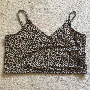 Leopard Print Tank Crop Top EUC